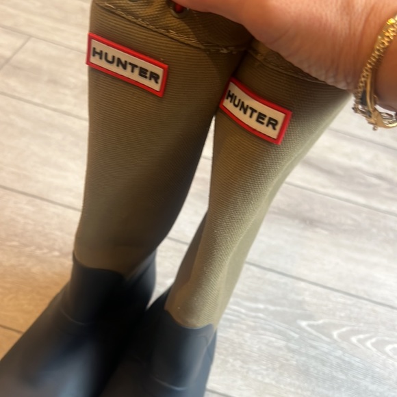 Hunter regent st James canvas and rubber olive and black tall rain boots size 8 - Picture 7 of 15